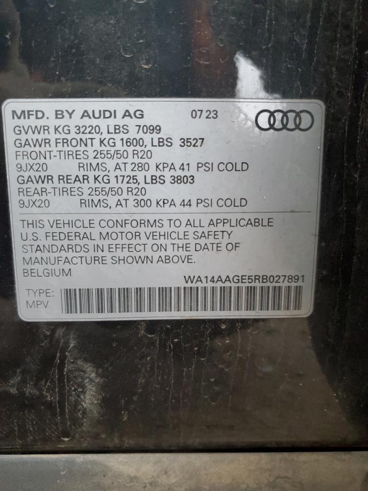 2024 Audi Q8 E-Tron Premium VIN: WA14AAGE5RB027891 Lot: 48788665
