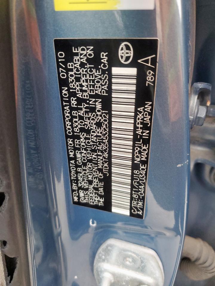 2010 Toyota Yaris VIN: JTDKT4K35A5325021 Lot: 50623145