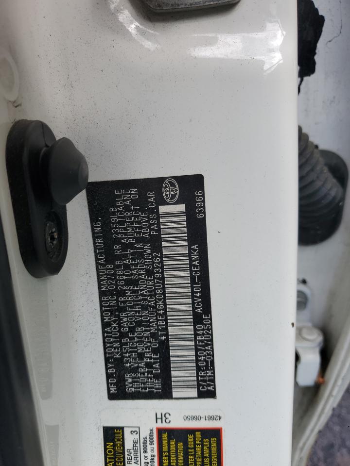 2008 Toyota Camry Ce VIN: 4T1BE46K08U793262 Lot: 50983795