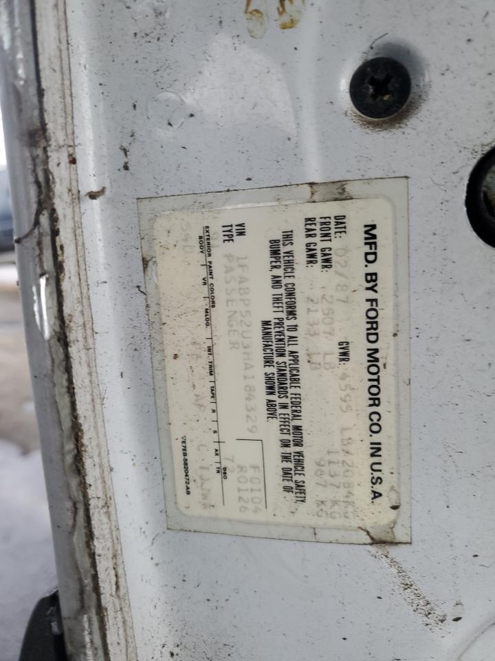 1987 Ford Taurus Gl VIN: 1FABP52U3HA184329 Lot: 47898465