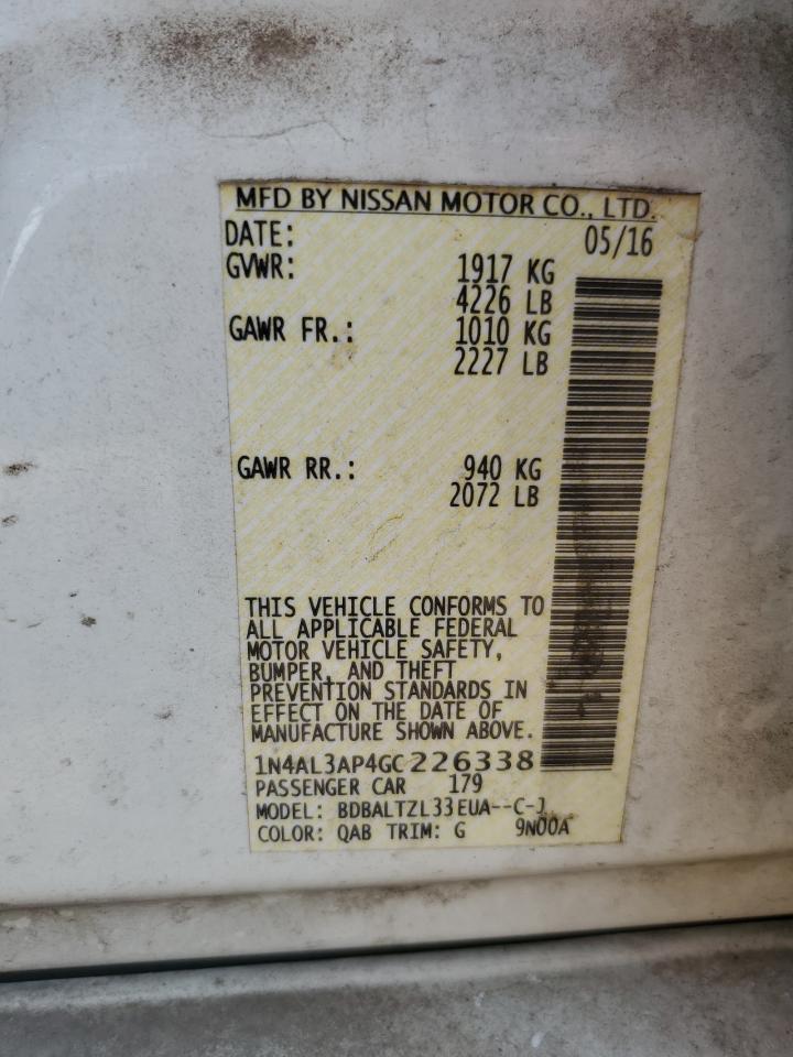 2016 Nissan Altima 2.5 VIN: 1N4AL3AP4GC226338 Lot: 51189665