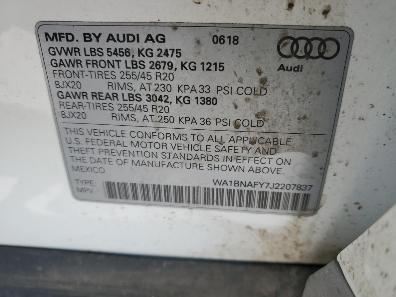 WA1BNAFY7J2207837 Audi Q5 2018. Фото: 13
