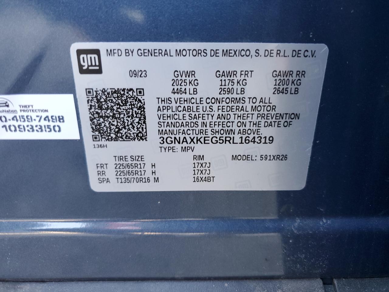 2024 Chevrolet Equinox Lt VIN: 3GNAXKEG5RL164319 Lot: 48505975