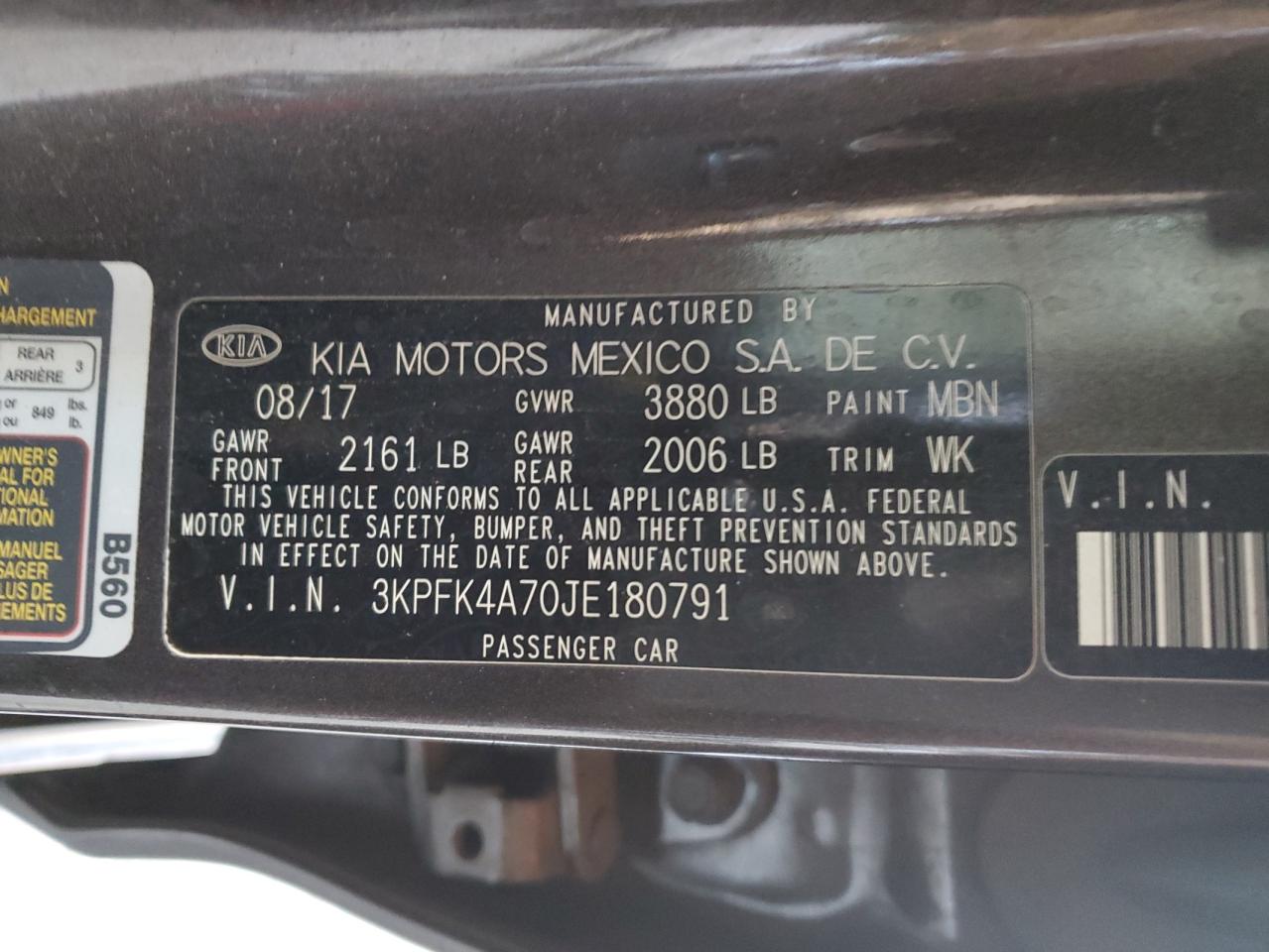 2018 Kia Forte Lx VIN: 3KPFK4A70JE180791 Lot: 49684745