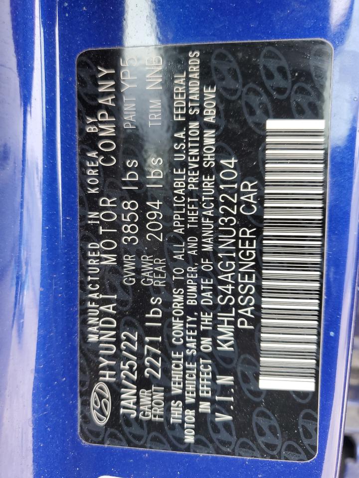 2022 Hyundai Elantra Sel VIN: KMHLS4AG1NU322104 Lot: 49078975