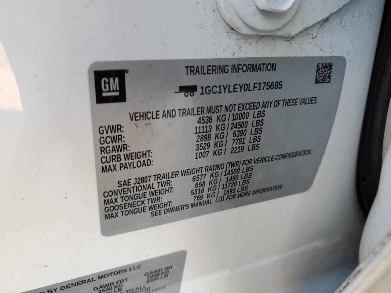2020 Chevrolet Silverado K2500 Heavy Duty VIN: 1GC1YLEY0LF175685 Lot: 48863325