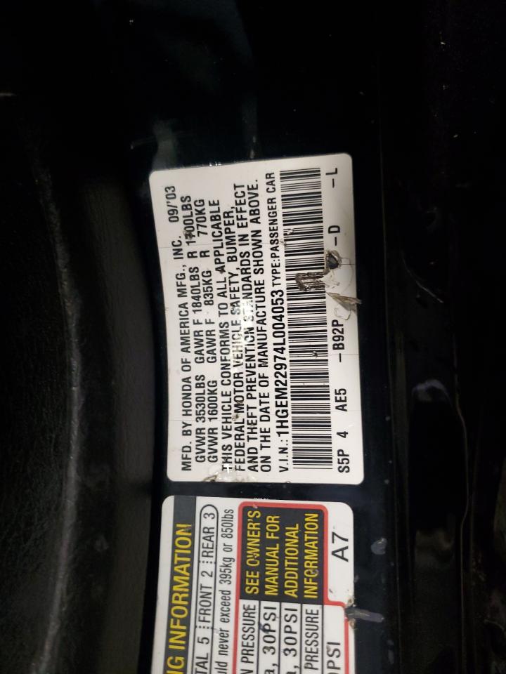2004 Honda Civic Ex VIN: 1HGEM22974L004053 Lot: 51041905