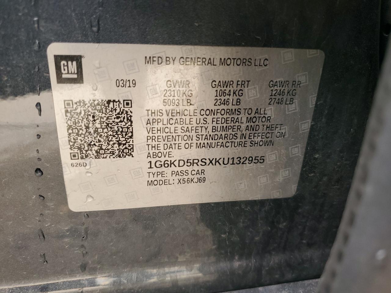 2019 Cadillac Ct6 Premium Luxury VIN: 1G6KD5RSXKU132955 Lot: 49636305