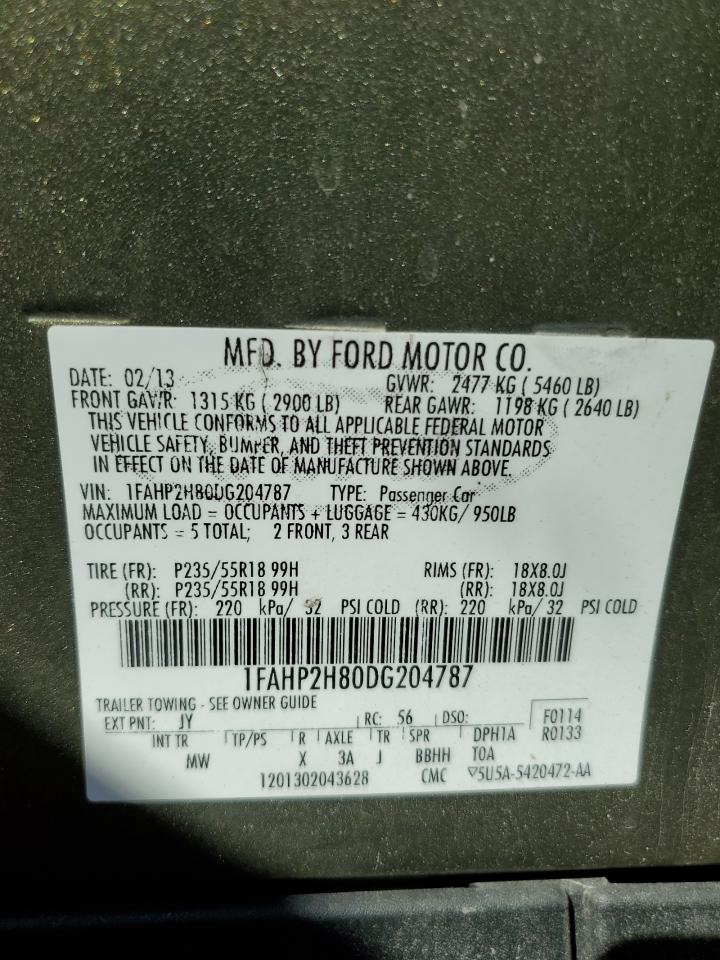 2013 Ford Taurus Sel VIN: 1FAHP2H80DG204787 Lot: 48562035