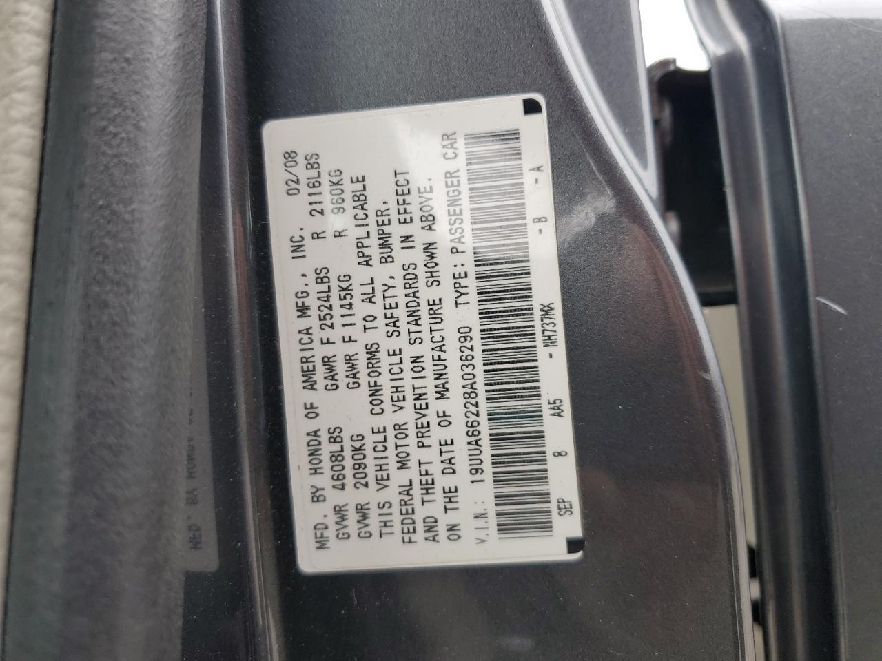 2008 Acura Tl VIN: 19UUA66228A036290 Lot: 47725445