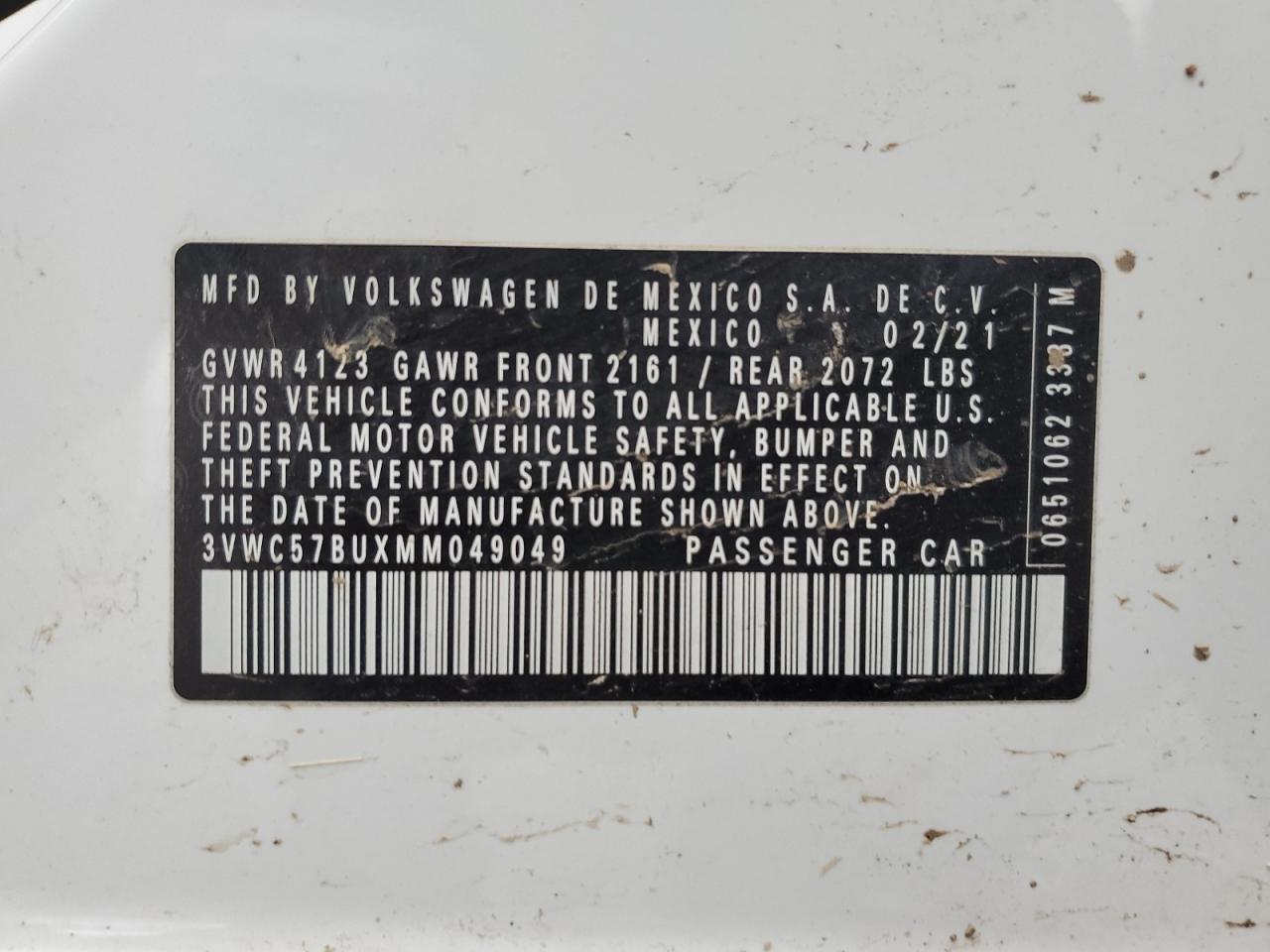 2021 Volkswagen Jetta S VIN: 3VWC57BUXMM049049 Lot: 50468505