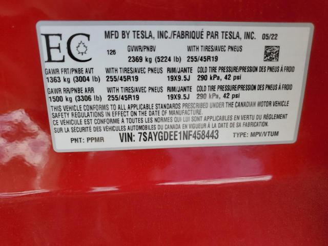 2022 TESLA MODEL Y 