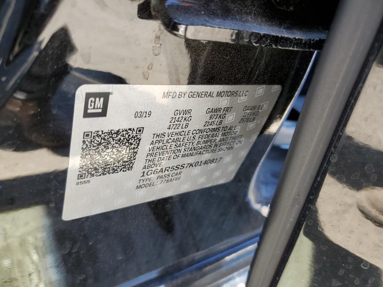 2019 Cadillac Cts Luxury VIN: 1G6AR5SS7K0140817 Lot: 49854315