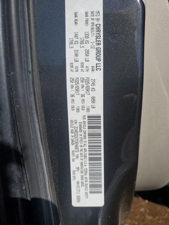 2012 Dodge Grand Caravan Crew VIN: 2C4RDGG7CR246873 Lot: 49071265