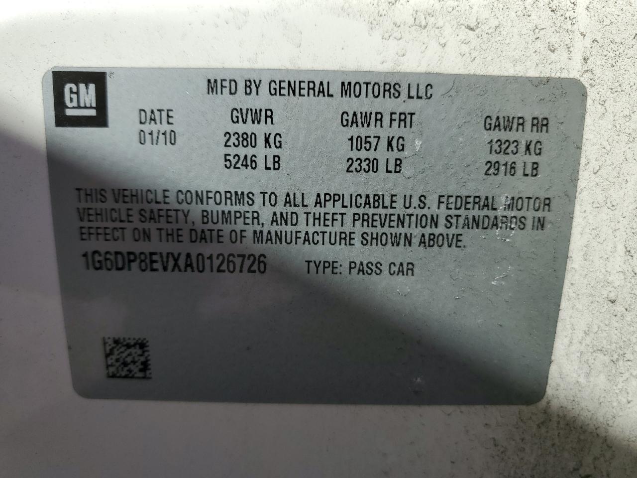 2010 Cadillac Cts Premium Collection VIN: 1G6DP8EVXA0126726 Lot: 50058505