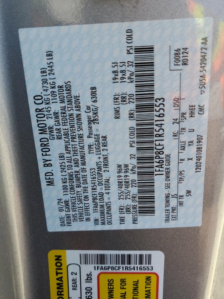 2024 Ford Mustang Gt VIN: 1FA6P8CF1R5416553 Lot: 50593315