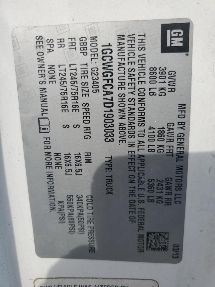 2013 Chevrolet Express G2500 VIN: 1GCWGFCA7D1903033 Lot: 47970315