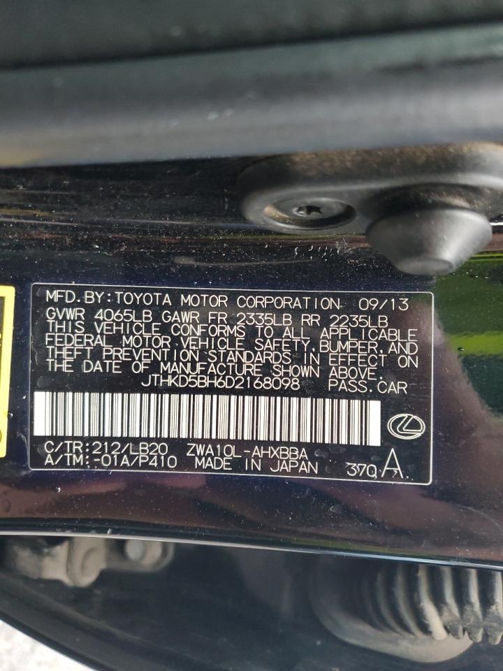 2013 Lexus Ct 200 VIN: JTHKD5BH6D2168098 Lot: 47179075