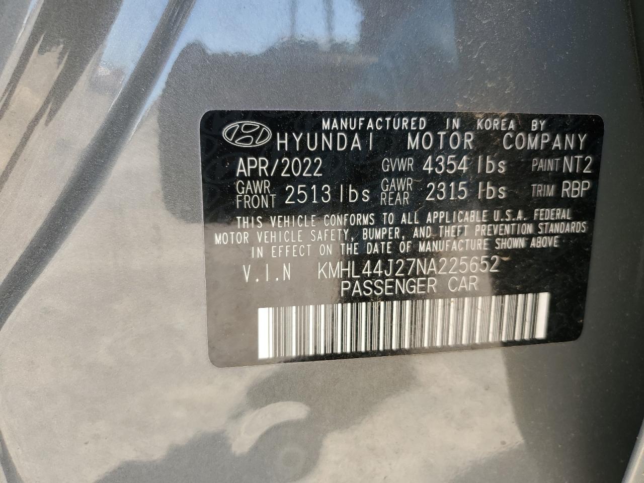 2022 Hyundai Sonata Sel Plus VIN: KMHL44J27NA225652 Lot: 48671835