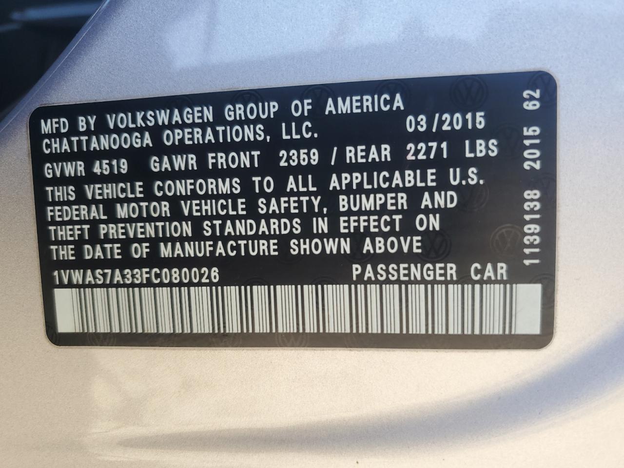 2015 Volkswagen Passat - Image 14