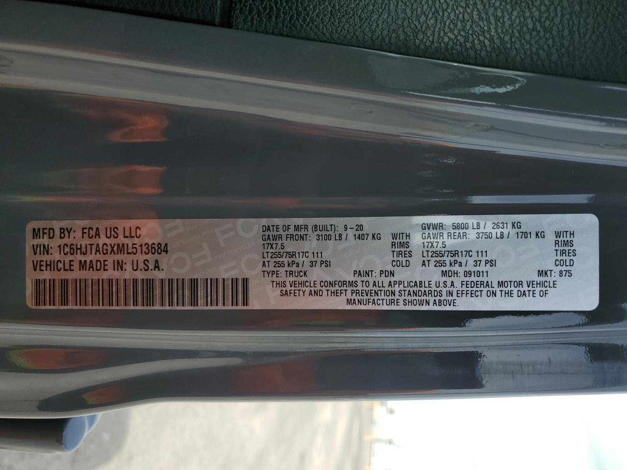 2021 Jeep Gladiator Sport VIN: 1C6HJTAGXML513684 Lot: 49631835