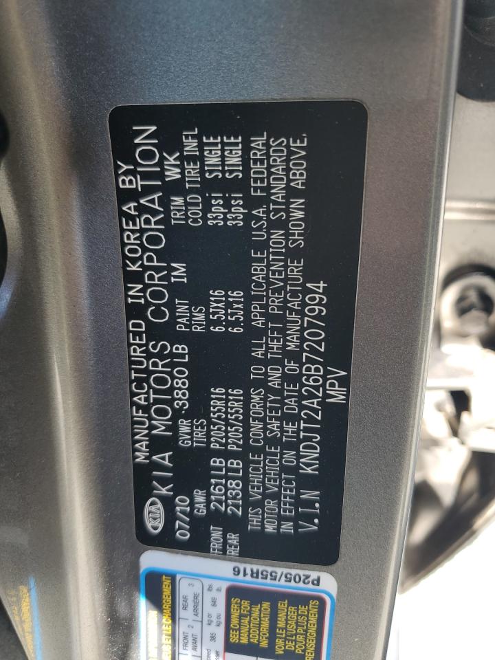 2011 Kia Soul + VIN: KNDJT2A26B7207994 Lot: 70588545