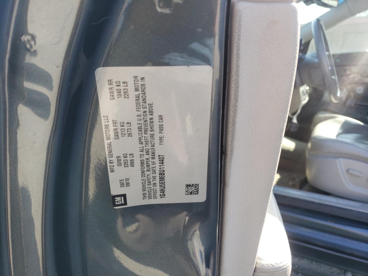 2011 Buick Lucerne Cxl VIN: 1G4HJ5EM6BU114407 Lot: 47879825