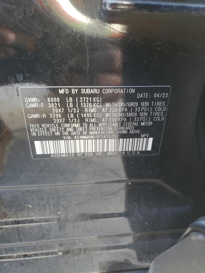 2023 Subaru Ascent Touring VIN: 4S4WMAWD5P3435292 Lot: 50106975