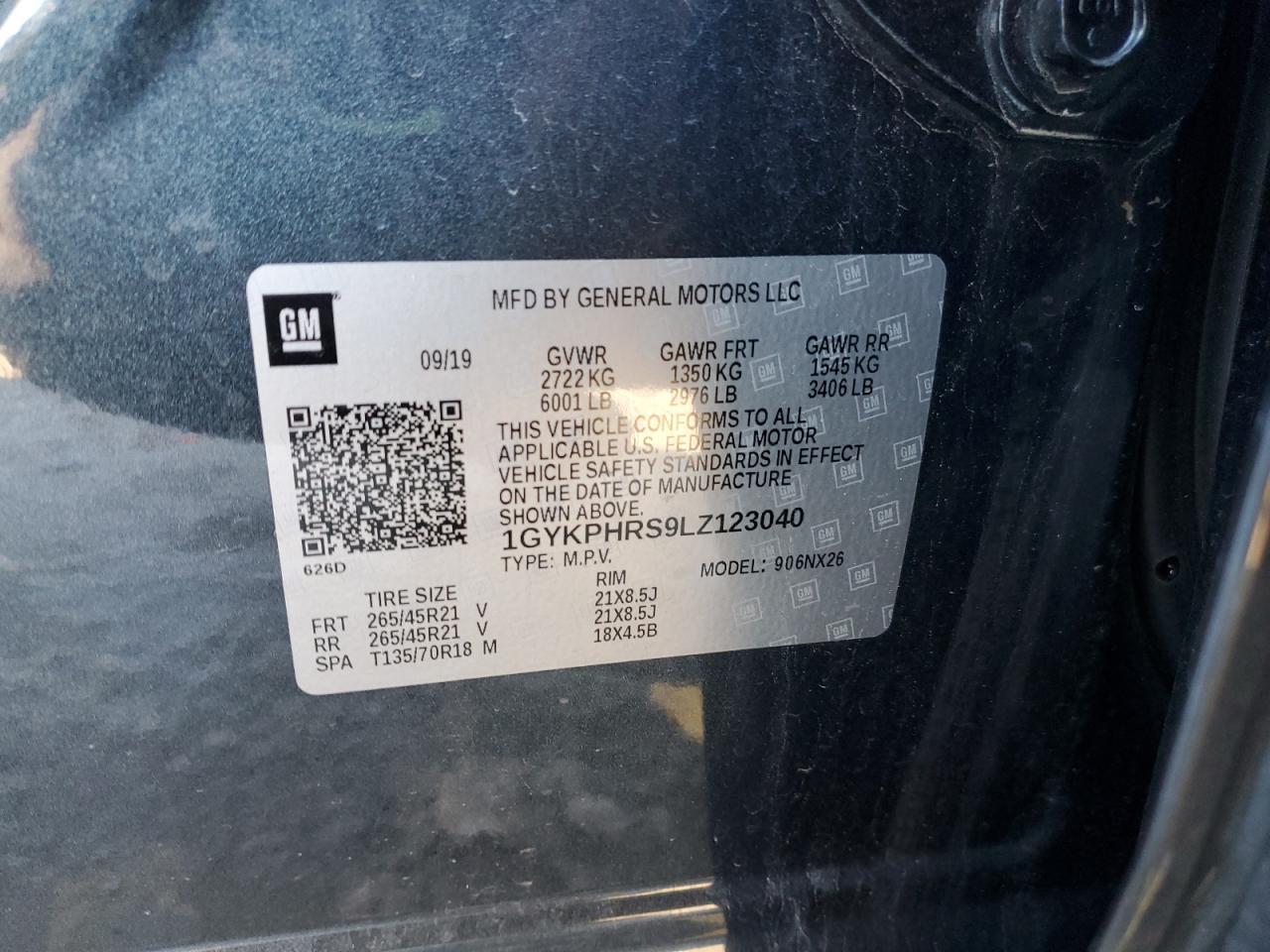 2020 Cadillac Xt6 Sport VIN: 1GYKPHRS9LZ123040 Lot: 47766155