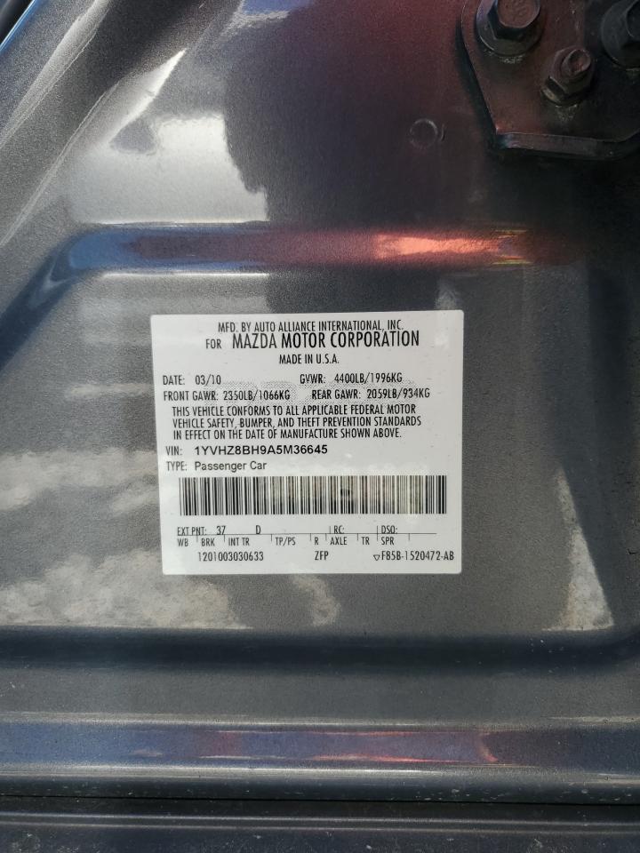 2010 Mazda 6 I VIN: 1YVHZ8BH9A5M36645 Lot: 49111295