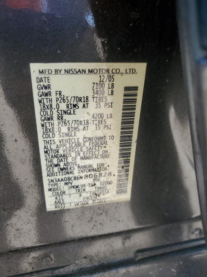 2006 Infiniti Qx56 VIN: 5N3AA08C86N806828 Lot: 50319815
