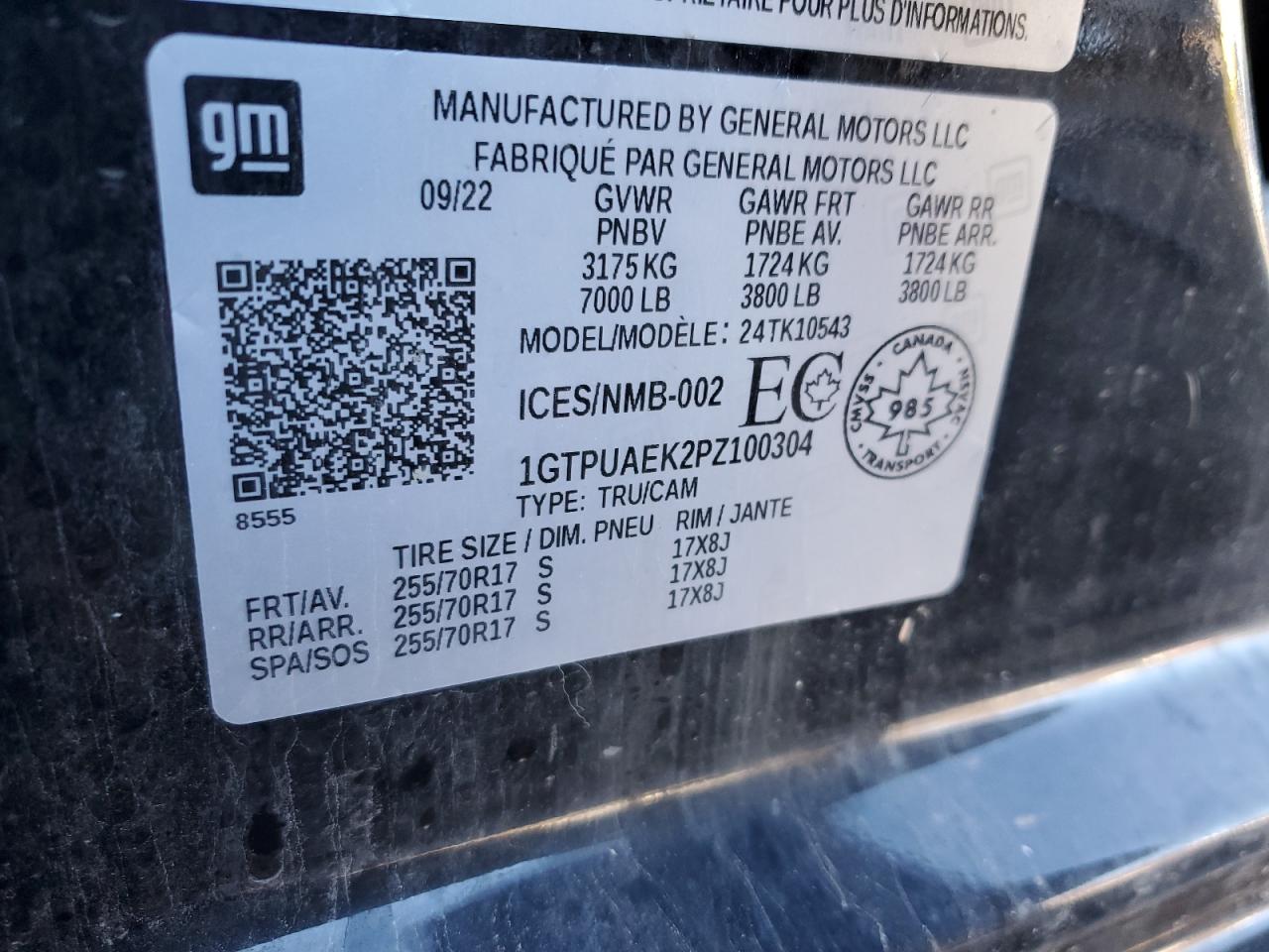 1gtpuaek2pz100304 1GTPUAEK2PZ100304 2023 GMC Sierra K1500
