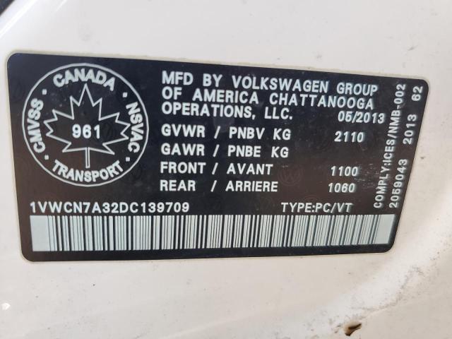 2013 VOLKSWAGEN PASSAT SEL  