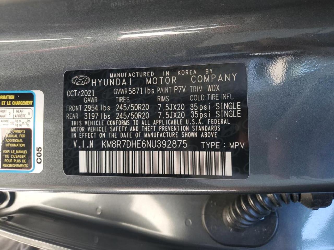 2022 Hyundai Palisade Calligraphy VIN: KM8R7DHE6NU392875 Lot: 48291705