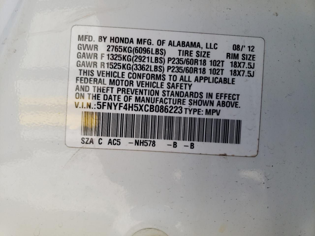 2012 Honda Pilot - Image 13