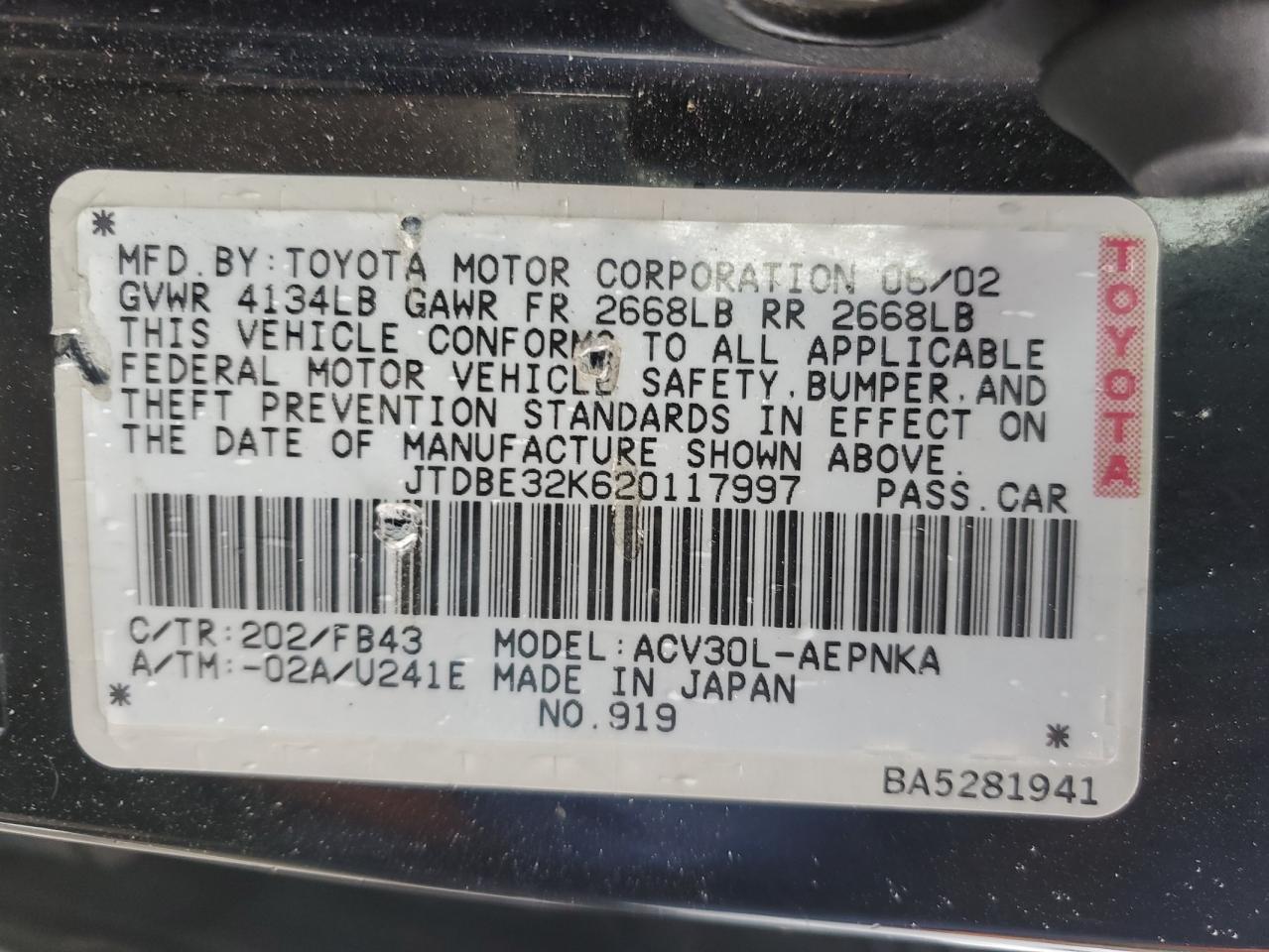 2002 Toyota Camry - Image 12