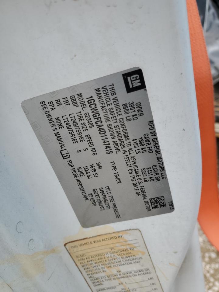 2013 Chevrolet Express G2500 VIN: 1GCWGFCA4D1147418 Lot: 48354515