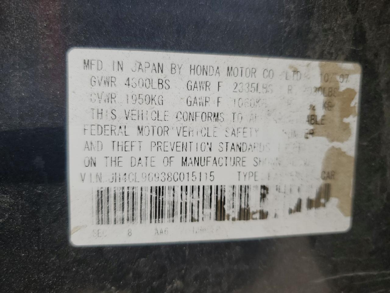 2008 Acura Tsx VIN: JH4CL96938C015115 Lot: 47828555