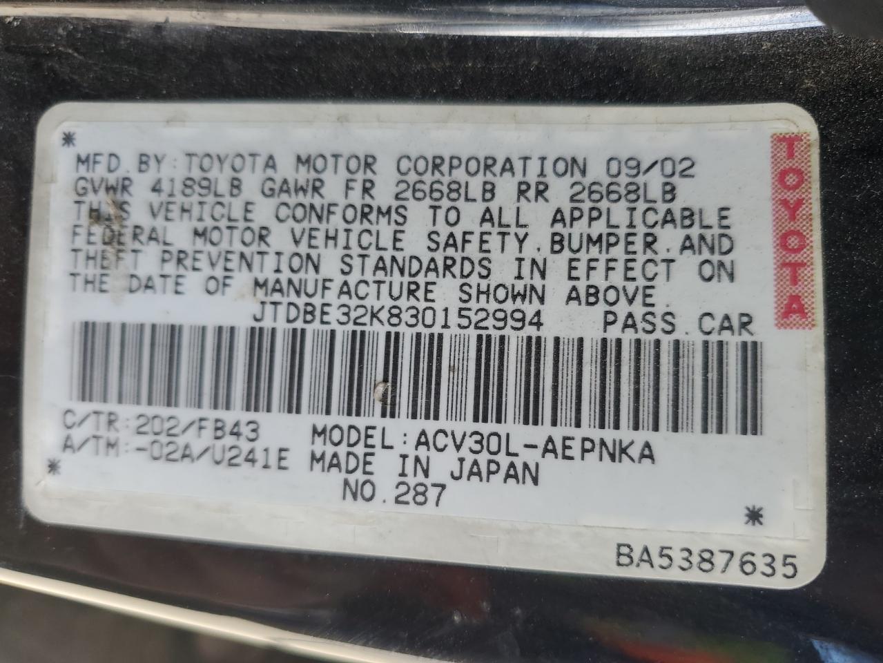 2003 Toyota Camry - Image 12