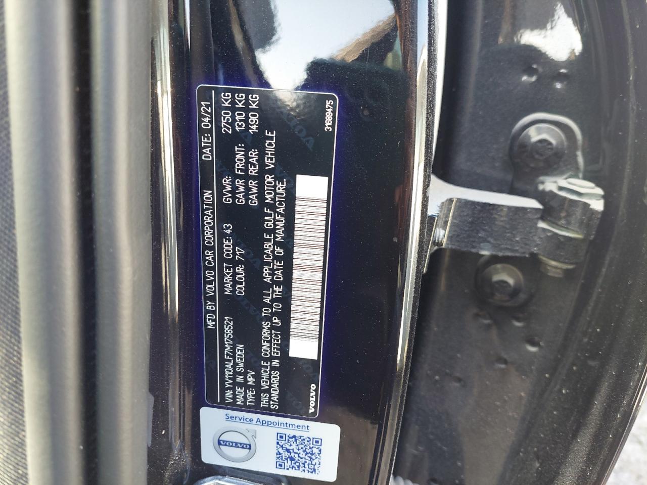 YV110ALF7M1758521 - 2021 Volvo XC90 - #47158545
