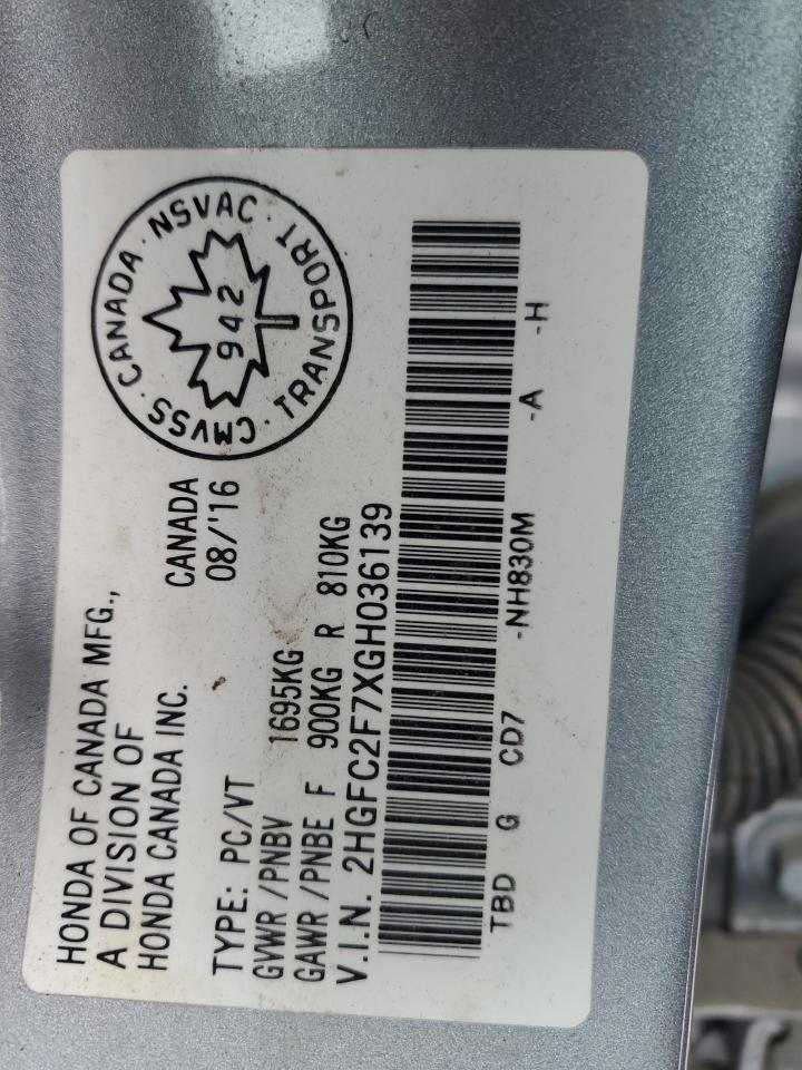 2016 Honda Civic Ex VIN: 2HGFC2F7XGH036139 Lot: 47078735