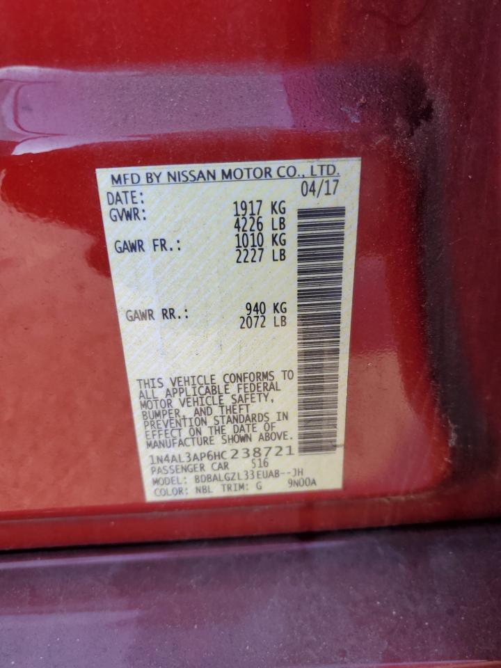 2017 Nissan Altima 2.5 VIN: 1N4AL3AP6HC238721 Lot: 49981465