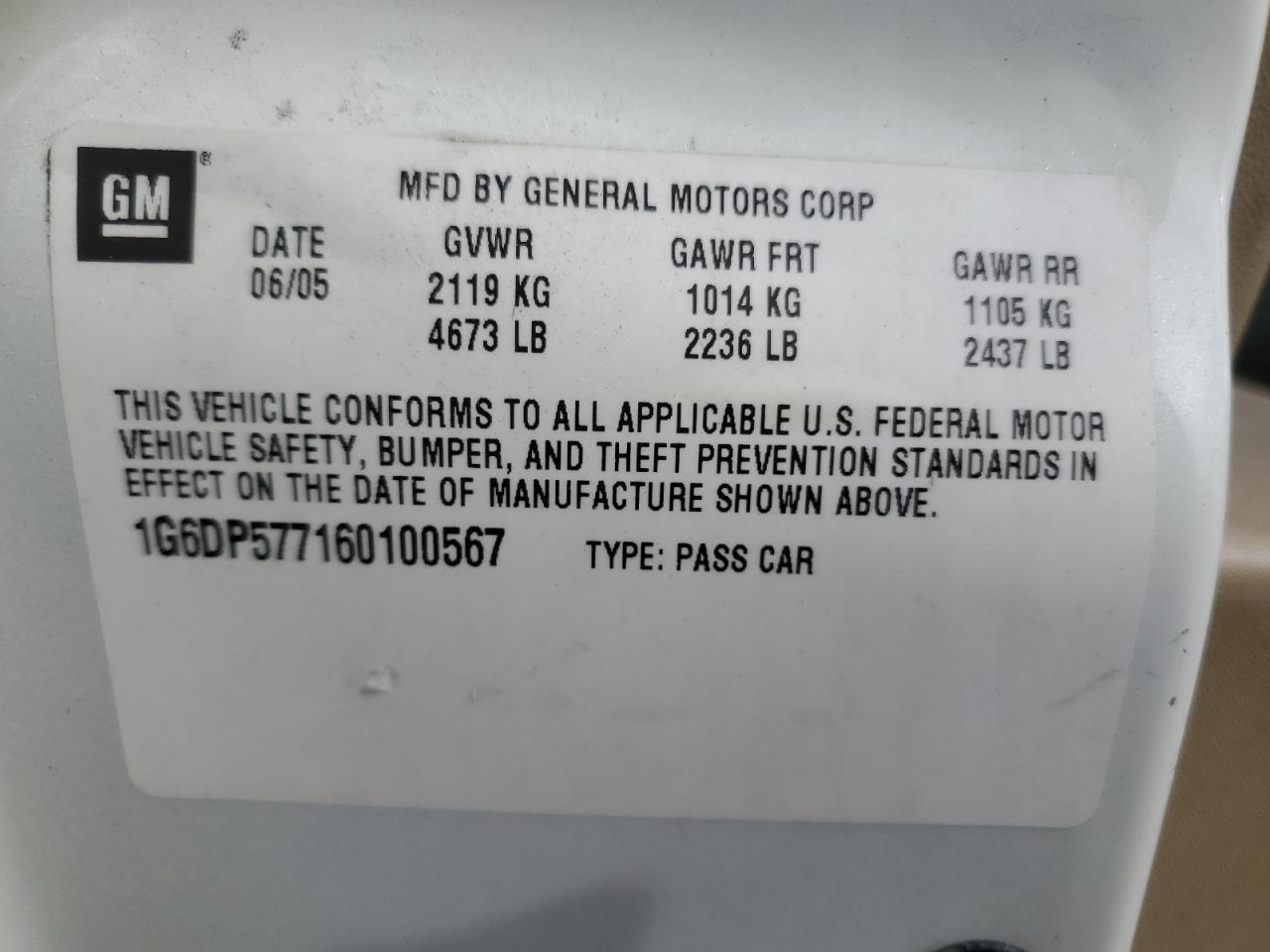 2006 Cadillac Cts Hi Feature V6 VIN: 1G6DP577160100567 Lot: 49641875