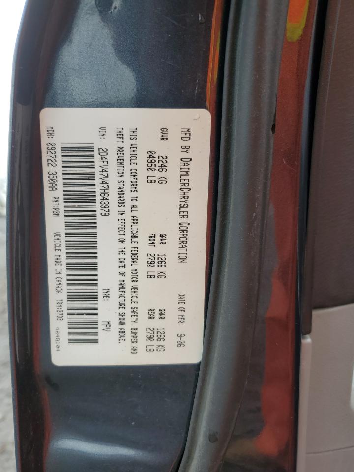 2007 Dodge Magnum Sxt VIN: 2D4FV47V47H643979 Lot: 48383465