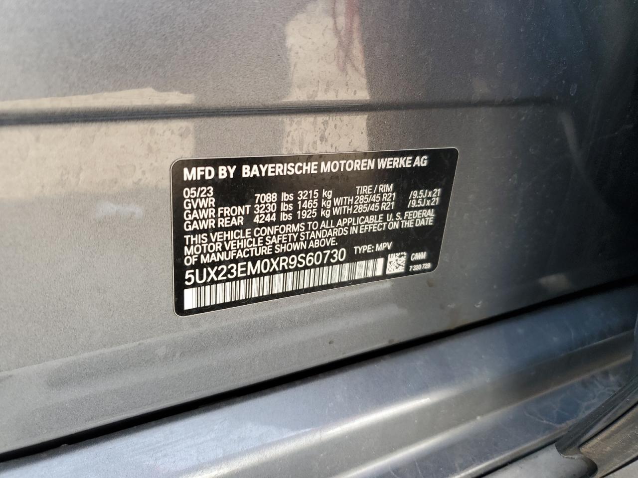 2024 BMW X7 xDrive40I VIN: 5UX23EM0XR9S60730 Lot: 49636395