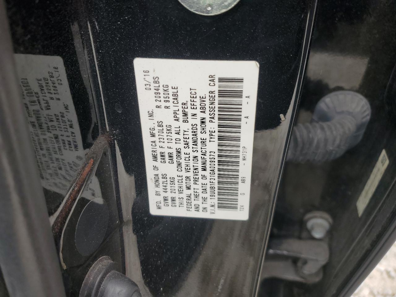 2016 Acura Tlx VIN: 19UUB1F31GA009573 Lot: 48352375