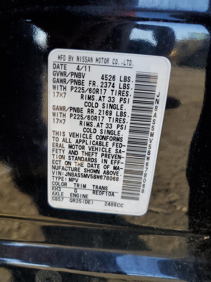 2011 Nissan Rogue S VIN: JN8AS5MV5BW678068 Lot: 88803475