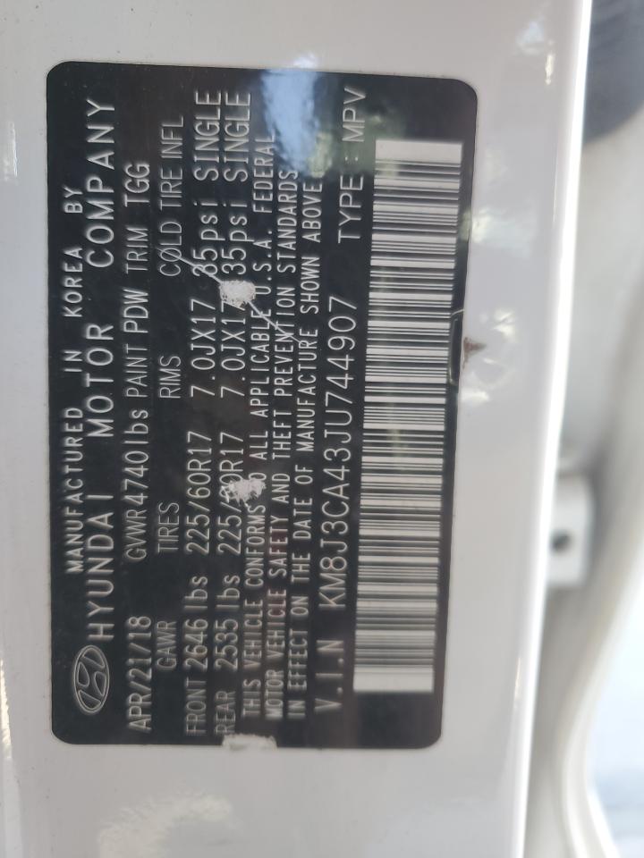 2018 Hyundai Tucson Sel VIN: KM8J3CA43JU744907 Lot: 48874005