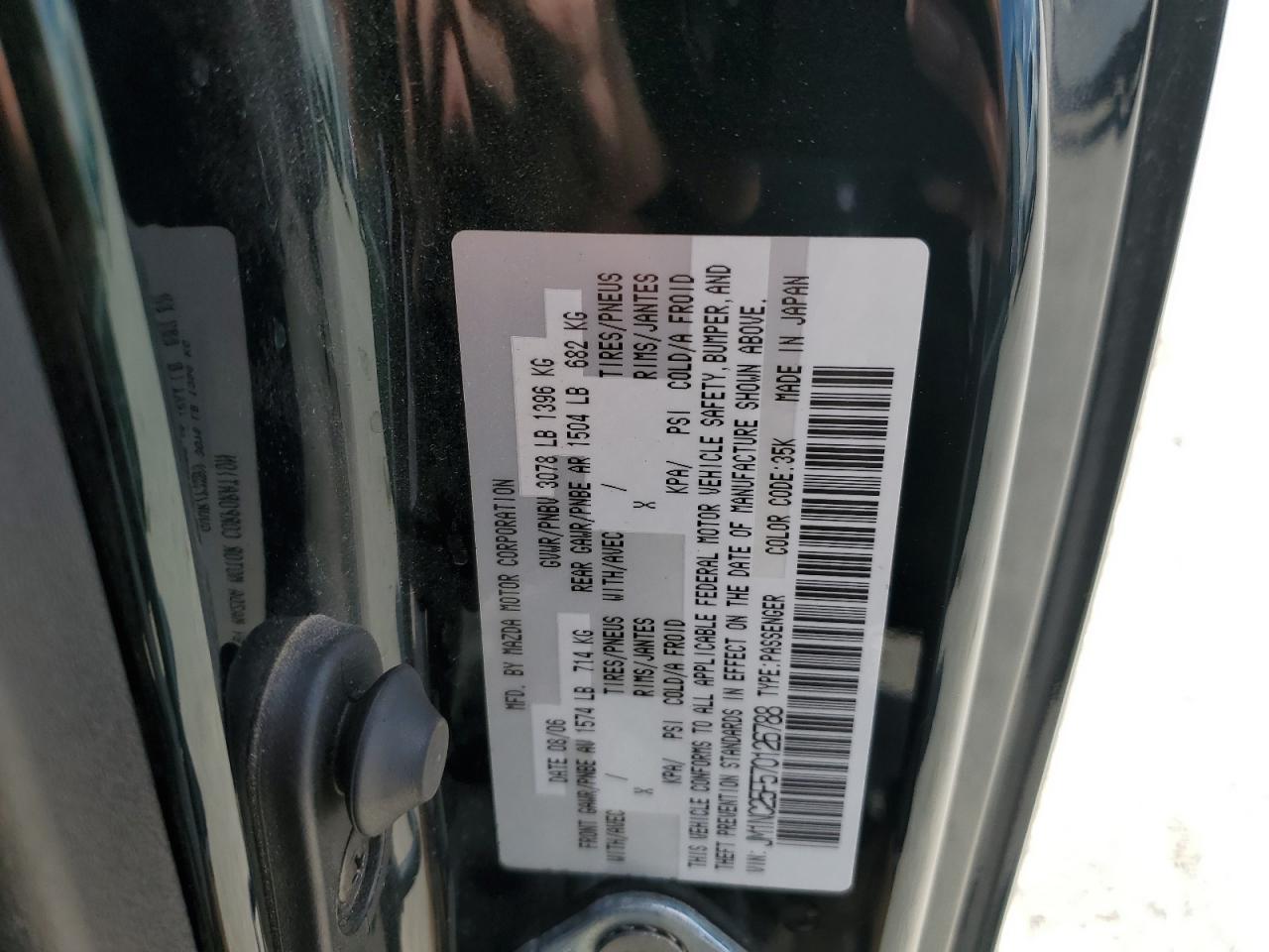 2007 Mazda Mx-5 Miata VIN: JM1NC25F570126788 Lot: 49982595