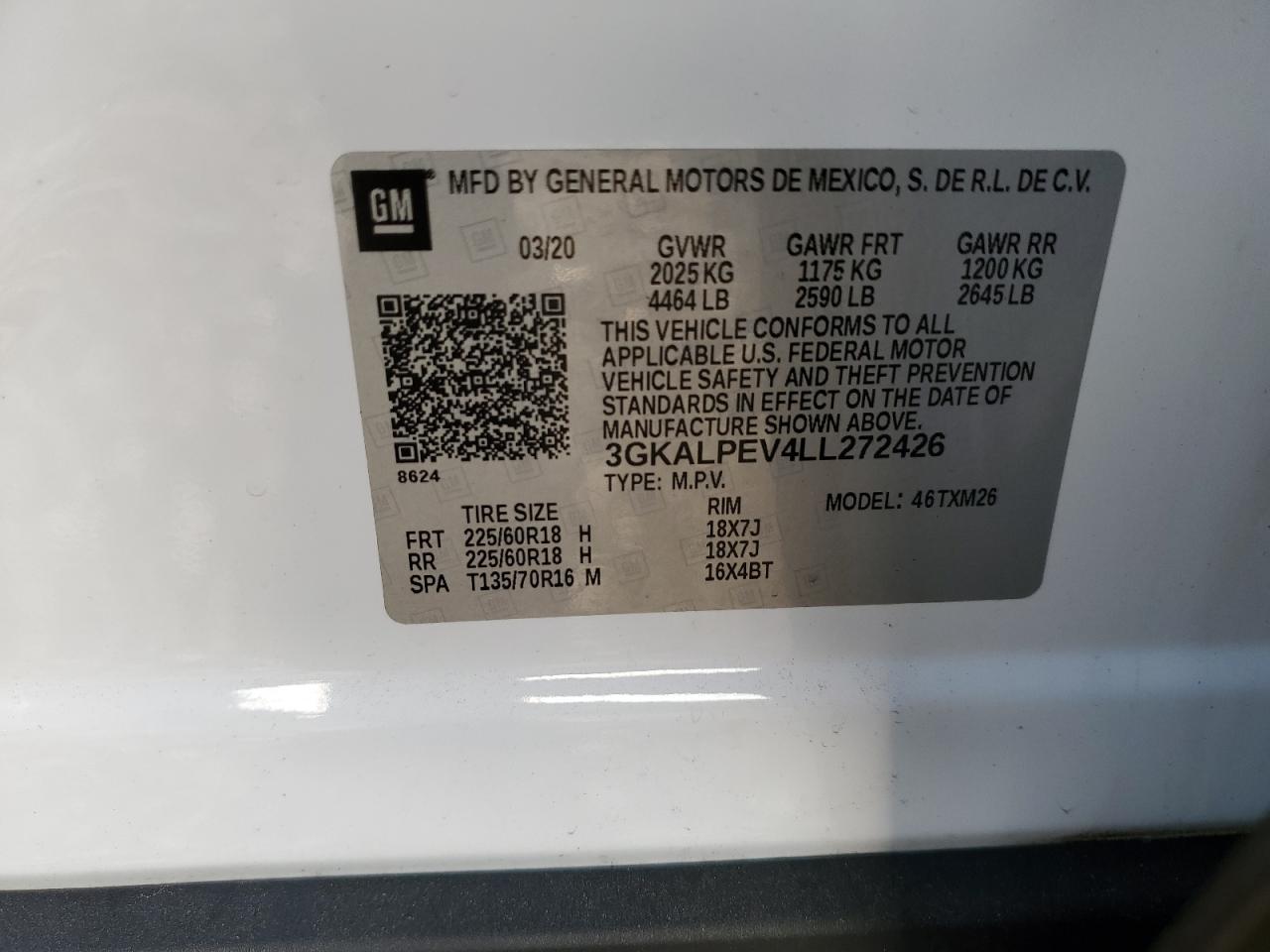 3gkalpev4ll272426 3GKALPEV4LL272426 2020 GMC Terrain Slt